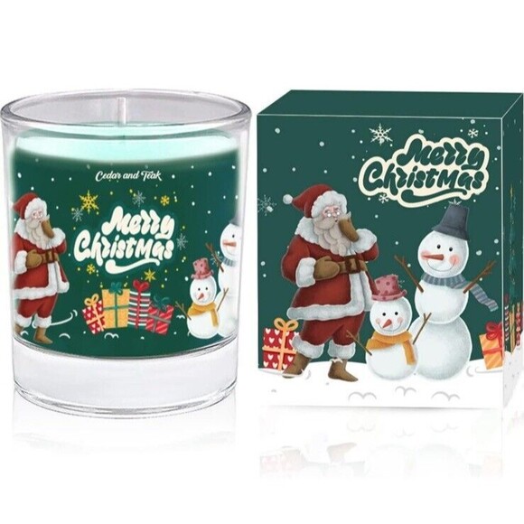 Soy Wax Christmas Candle -Cedar & Teak Scented - 3.5" Glass Jar - Decorative 8oz - Picture 12 of 14